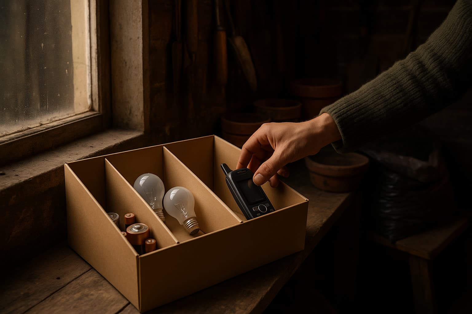 Illustration : Piles, ampoules, petit électronique : la boîte-relais à l'entrée qui part avec les courses