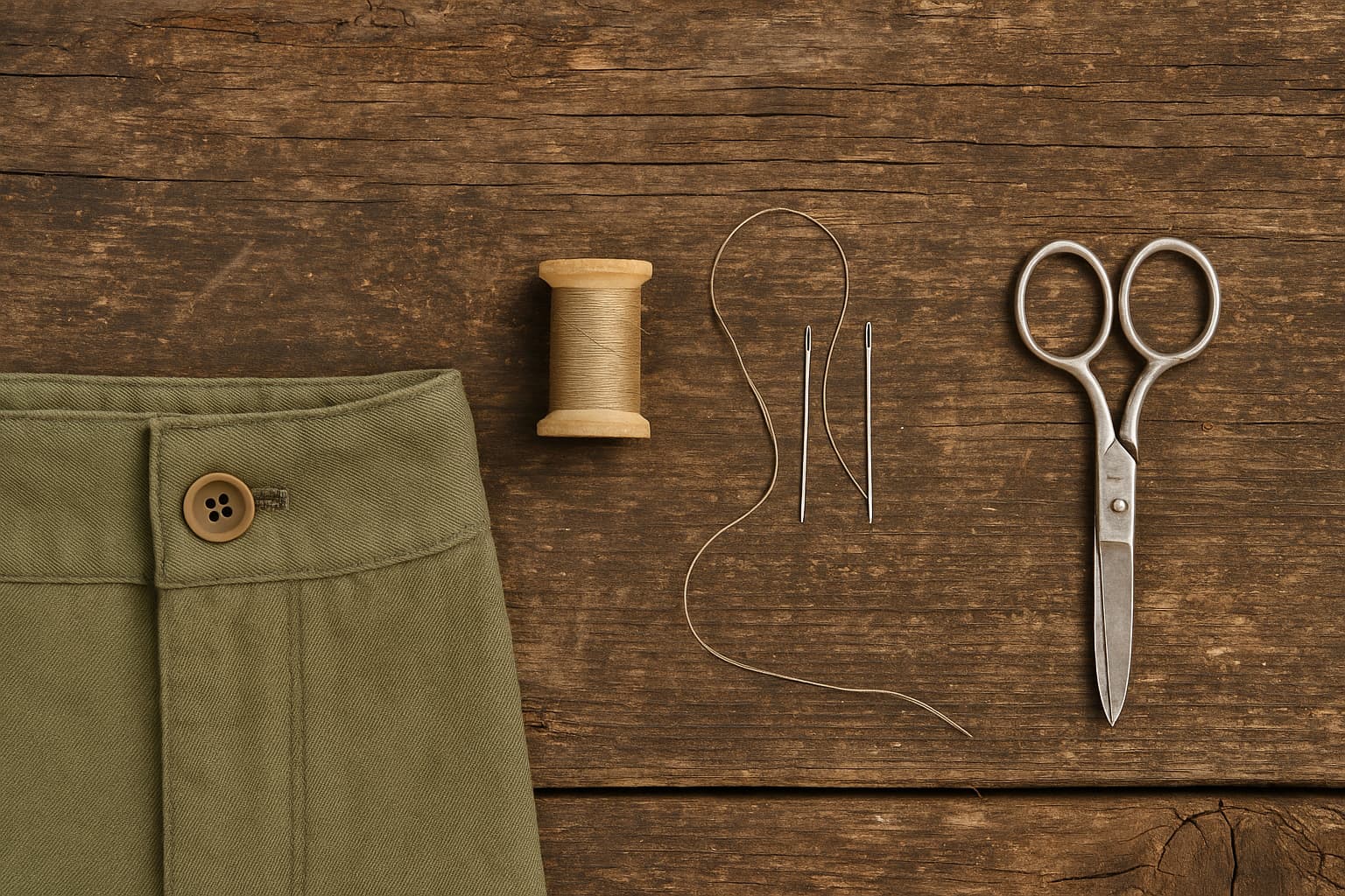Illustration : Recoudre un bouton et refaire un ourlet simple, même sans avoir jamais cousu