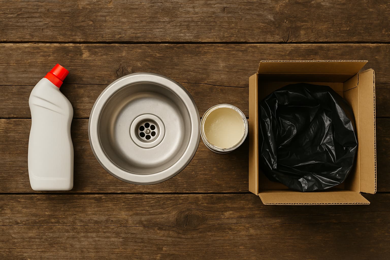 Illustration : Fonds de produits ménagers et pots de peinture : jamais dans l'évier, direction déchetterie