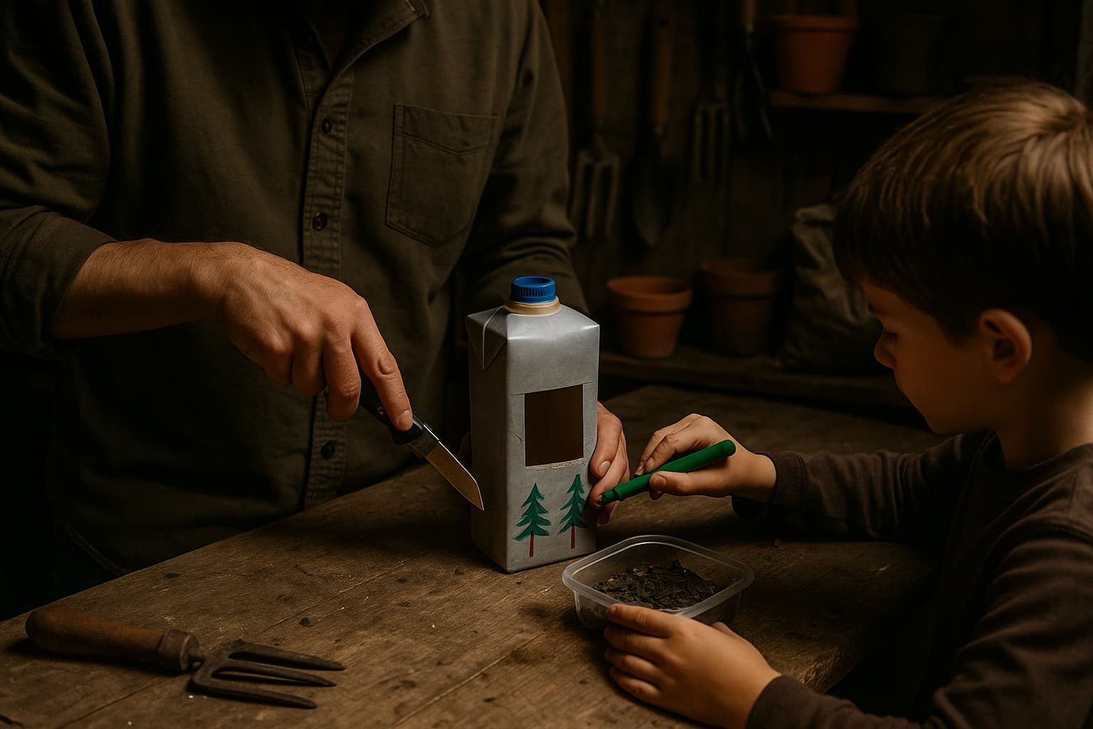 Illustration : Une mangeoire à oiseaux dans une brique alimentaire : 45 minutes de bricolage pour aider les oiseaux l'hiver